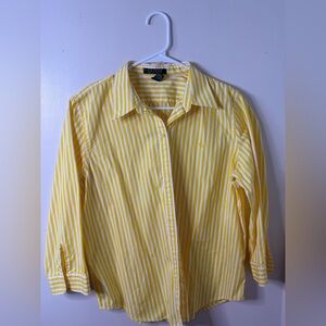 Ralph Lauren Yellow and White Striped Button-Down Shirt